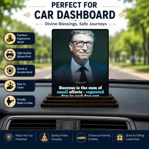Car Dashboard Bill Gates Wooden Photo Stand 3x4 Inches, Compact & Stylish Spiritual Display For Car, Home & Office (Pack Of 1) (F48866) Car Dashboard Bill Gates Wooden Photo Stand 3x4 Inches, Compact & Stylish Spiritual Display For Car, Home & Office (Pack Of 1) (F48866)