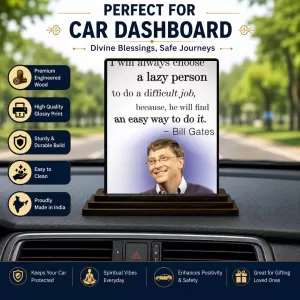 Car Dashboard Bill Gates Wooden Photo Stand 3x4 Inches, Compact & Stylish Spiritual Display For Car, Home & Office (Pack Of 1) (F48867) Car Dashboard Bill Gates Wooden Photo Stand 3x4 Inches, Compact & Stylish Spiritual Display For Car, Home & Office (Pack Of 1) (F48867)
