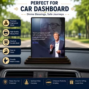 Car Dashboard Bill Gates Wooden Photo Stand 3x4 Inches, Compact & Stylish Spiritual Display For Car, Home & Office (Pack Of 1) (F48869) Car Dashboard Bill Gates Wooden Photo Stand 3x4 Inches, Compact & Stylish Spiritual Display For Car, Home & Office (Pack Of 1) (F48869)