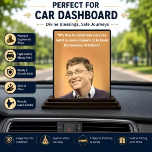 Car Dashboard Bill Gates Wooden Photo Stand 3x4 Inches, Compact & Stylish Spiritual Display For Car, Home & Office (Pack Of 1) (F48871) Car Dashboard Bill Gates Wooden Photo Stand 3x4 Inches, Compact & Stylish Spiritual Display For Car, Home & Office (Pack Of 1) (F48871)