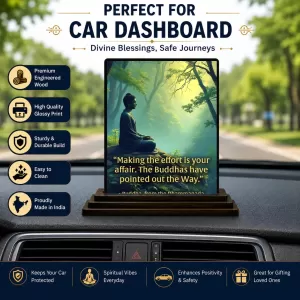 Car Dashboard Gautama Buddha Wooden Photo Stand 3x4 Inches, Compact & Stylish Spiritual Display For Car, Home & Office (Pack Of 1) (F48894) Car Dashboard Gautama Buddha Wooden Photo Stand 3x4 Inches, Compact & Stylish Spiritual Display For Car, Home & Office (Pack Of 1) (F48894)