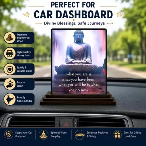 Car Dashboard Gautama Buddha Wooden Photo Stand 3x4 Inches, Compact & Stylish Spiritual Display For Car, Home & Office (Pack Of 1) (F48906) Car Dashboard Gautama Buddha Wooden Photo Stand 3x4 Inches, Compact & Stylish Spiritual Display For Car, Home & Office (Pack Of 1) (F48906)
