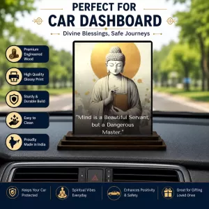 Car Dashboard Gautama Buddha Wooden Photo Stand 3x4 Inches, Compact & Stylish Spiritual Display For Car, Home & Office (Pack Of 1) (F48907) Car Dashboard Gautama Buddha Wooden Photo Stand 3x4 Inches, Compact & Stylish Spiritual Display For Car, Home & Office (Pack Of 1) (F48907)