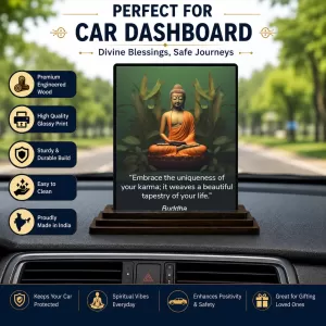 Car Dashboard Gautama Buddha Wooden Photo Stand 3x4 Inches, Compact & Stylish Spiritual Display For Car, Home & Office (Pack Of 1) (F48911) Car Dashboard Gautama Buddha Wooden Photo Stand 3x4 Inches, Compact & Stylish Spiritual Display For Car, Home & Office (Pack Of 1) (F48911)