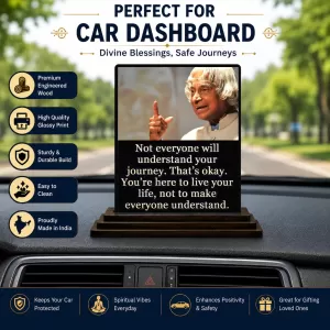 Car Dashboard Abdul Kalam Wooden Photo Stand 3x4 Inches, Compact & Stylish Spiritual Display For Car, Home & Office (Pack Of 1) (F48913) Car Dashboard Abdul Kalam Wooden Photo Stand 3x4 Inches, Compact & Stylish Spiritual Display For Car, Home & Office (Pack Of 1) (F48913)