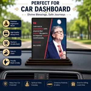 Car Dashboard Bill Gates Wooden Photo Stand 3x4 Inches, Compact & Stylish Spiritual Display For Car, Home & Office (Pack Of 1) (F48914) Car Dashboard Bill Gates Wooden Photo Stand 3x4 Inches, Compact & Stylish Spiritual Display For Car, Home & Office (Pack Of 1) (F48914)