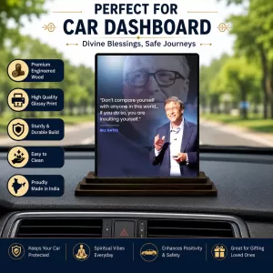 Car Dashboard Bill Gates Wooden Photo Stand 3x4 Inches, Compact & Stylish Spiritual Display For Car, Home & Office (Pack Of 1) (F48915) Car Dashboard Bill Gates Wooden Photo Stand 3x4 Inches, Compact & Stylish Spiritual Display For Car, Home & Office (Pack Of 1) (F48915)