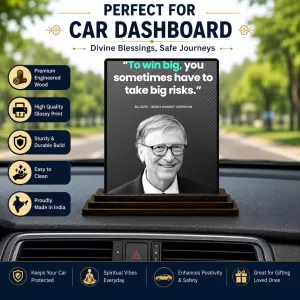 Car Dashboard Bill Gates Wooden Photo Stand 3x4 Inches, Compact & Stylish Spiritual Display For Car, Home & Office (Pack Of 1) (F48916) Car Dashboard Bill Gates Wooden Photo Stand 3x4 Inches, Compact & Stylish Spiritual Display For Car, Home & Office (Pack Of 1) (F48916)