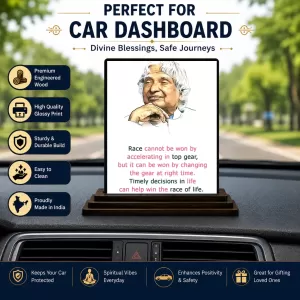 Car Dashboard Abdul Kalam Wooden Photo Stand 3x4 Inches, Compact & Stylish Spiritual Display For Car, Home & Office (Pack Of 1) (F48920) Car Dashboard Abdul Kalam Wooden Photo Stand 3x4 Inches, Compact & Stylish Spiritual Display For Car, Home & Office (Pack Of 1) (F48920)