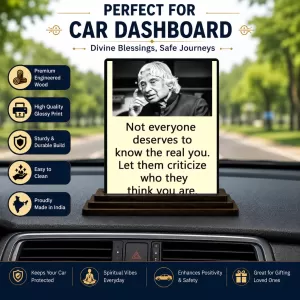 Car Dashboard Abdul Kalam Wooden Photo Stand 3x4 Inches, Compact & Stylish Spiritual Display For Car, Home & Office (Pack Of 1) (F48921) Car Dashboard Abdul Kalam Wooden Photo Stand 3x4 Inches, Compact & Stylish Spiritual Display For Car, Home & Office (Pack Of 1) (F48921)