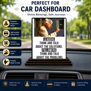 Car Dashboard Abdul Kalam Wooden Photo Stand  3x4 Inches, Compact & Stylish Spiritual Display For Car, Home & Office (Pack Of 1) (F48924)
