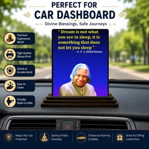 Car Dashboard A. P. J. Abdul Kalam Wooden Photo Stand 3x4 Inches, Compact & Stylish Spiritual Display For Car, Home & Office (Pack Of 1) (F48926) Car Dashboard A. P. J. Abdul Kalam Wooden Photo Stand 3x4 Inches, Compact & Stylish Spiritual Display For Car, Home & Office (Pack Of 1) (F48926)
