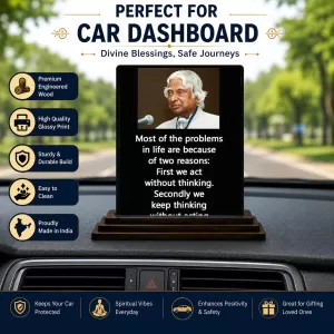 Car Dashboard Abdul Kalam Wooden Photo Stand  3x4 Inches, Compact & Stylish Spiritual Display For Car, Home & Office (Pack Of 1) (F48928)