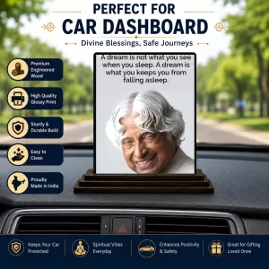 Car Dashboard Abdul Kalam Wooden Photo Stand 3x4 Inches, Compact & Stylish Spiritual Display For Car, Home & Office (Pack Of 1) (F48930) Car Dashboard Abdul Kalam Wooden Photo Stand 3x4 Inches, Compact & Stylish Spiritual Display For Car, Home & Office (Pack Of 1) (F48930)