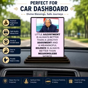 Car Dashboard Abdul Kalam Wooden Photo Stand 3x4 Inches, Compact & Stylish Spiritual Display For Car, Home & Office (Pack Of 1) (F48931) Car Dashboard Abdul Kalam Wooden Photo Stand 3x4 Inches, Compact & Stylish Spiritual Display For Car, Home & Office (Pack Of 1) (F48931)