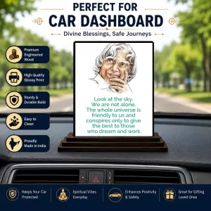 Car Dashboard A P J Abdul Kalam Wooden Photo Stand 3x4 Inches, Compact & Stylish Spiritual Display For Car, Home & Office (Pack Of 1) (F48932) Car Dashboard A P J Abdul Kalam Wooden Photo Stand 3x4 Inches, Compact & Stylish Spiritual Display For Car, Home & Office (Pack Of 1) (F48932)