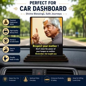 Car Dashboard Abdul Kalam Wooden Photo Stand 3x4 Inches, Compact & Stylish Spiritual Display For Car, Home & Office (Pack Of 1) (F48934) Car Dashboard Abdul Kalam Wooden Photo Stand 3x4 Inches, Compact & Stylish Spiritual Display For Car, Home & Office (Pack Of 1) (F48934)