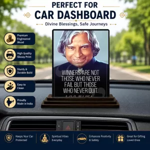 Car Dashboard A. P. J. Abdul Kalam Wooden Photo Stand 3x4 Inches, Compact & Stylish Spiritual Display For Car, Home & Office (Pack Of 1) (F48937) Car Dashboard A. P. J. Abdul Kalam Wooden Photo Stand 3x4 Inches, Compact & Stylish Spiritual Display For Car, Home & Office (Pack Of 1) (F48937)