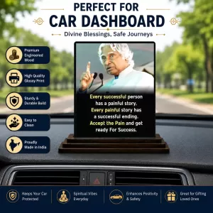 Car Dashboard Abdul Kalam Wooden Photo Stand 3x4 Inches, Compact & Stylish Spiritual Display For Car, Home & Office (Pack Of 1) (F48940) Car Dashboard Abdul Kalam Wooden Photo Stand 3x4 Inches, Compact & Stylish Spiritual Display For Car, Home & Office (Pack Of 1) (F48940)