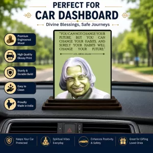 Car Dashboard A.P.J. Abdul Kalam Wooden Photo Stand 3x4 Inches, Compact & Stylish Spiritual Display For Car, Home & Office (Pack Of 1) (F48942) Car Dashboard A.P.J. Abdul Kalam Wooden Photo Stand 3x4 Inches, Compact & Stylish Spiritual Display For Car, Home & Office (Pack Of 1) (F48942)