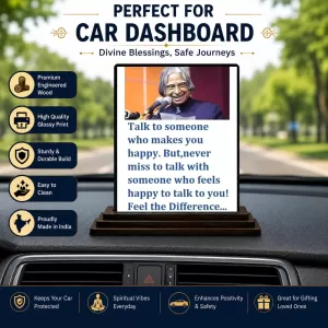 Car Dashboard Abdul Kalam Wooden Photo Stand 3x4 Inches, Compact & Stylish Spiritual Display For Car, Home & Office (Pack Of 1) (F48943) Car Dashboard Abdul Kalam Wooden Photo Stand 3x4 Inches, Compact & Stylish Spiritual Display For Car, Home & Office (Pack Of 1) (F48943)
