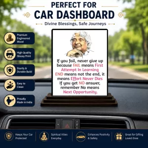 Car Dashboard Abdul Kalam Wooden Photo Stand 3x4 Inches, Compact & Stylish Spiritual Display For Car, Home & Office (Pack Of 1) (F48945) Car Dashboard Abdul Kalam Wooden Photo Stand 3x4 Inches, Compact & Stylish Spiritual Display For Car, Home & Office (Pack Of 1) (F48945)