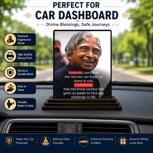 Car Dashboard Abdul Kalam Wooden Photo Stand 3x4 Inches, Compact & Stylish Spiritual Display For Car, Home & Office (Pack Of 1) (F48947) Car Dashboard Abdul Kalam Wooden Photo Stand 3x4 Inches, Compact & Stylish Spiritual Display For Car, Home & Office (Pack Of 1) (F48947)