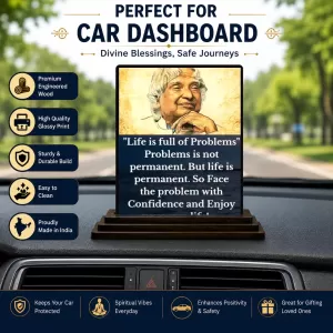 Car Dashboard Abdul Kalam Wooden Photo Stand 3x4 Inches, Compact & Stylish Spiritual Display For Car, Home & Office (Pack Of 1) (F48951) Car Dashboard Abdul Kalam Wooden Photo Stand 3x4 Inches, Compact & Stylish Spiritual Display For Car, Home & Office (Pack Of 1) (F48951)
