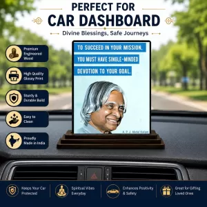 Car Dashboard A. P. J. Abdul Kalam Wooden Photo Stand 3x4 Inches, Compact & Stylish Spiritual Display For Car, Home & Office (Pack Of 1) (F48952) Car Dashboard A. P. J. Abdul Kalam Wooden Photo Stand 3x4 Inches, Compact & Stylish Spiritual Display For Car, Home & Office (Pack Of 1) (F48952)