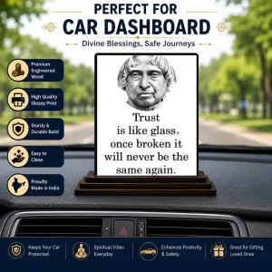 Car Dashboard Abdul Kalam Wooden Photo Stand 3x4 Inches, Compact & Stylish Spiritual Display For Car, Home & Office (Pack Of 1) (F48954) Car Dashboard Abdul Kalam Wooden Photo Stand 3x4 Inches, Compact & Stylish Spiritual Display For Car, Home & Office (Pack Of 1) (F48954)