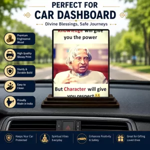 Car Dashboard Abdul Kalam Wooden Photo Stand 3x4 Inches, Compact & Stylish Spiritual Display For Car, Home & Office (Pack Of 1) (F48957) Car Dashboard Abdul Kalam Wooden Photo Stand 3x4 Inches, Compact & Stylish Spiritual Display For Car, Home & Office (Pack Of 1) (F48957)