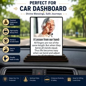 Car Dashboard Abdul Kalam Wooden Photo Stand 3x4 Inches, Compact & Stylish Spiritual Display For Car, Home & Office (Pack Of 1) (F48959) Car Dashboard Abdul Kalam Wooden Photo Stand 3x4 Inches, Compact & Stylish Spiritual Display For Car, Home & Office (Pack Of 1) (F48959)