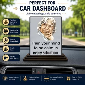 Car Dashboard Abdul Kalam Wooden Photo Stand 3x4 Inches, Compact & Stylish Spiritual Display For Car, Home & Office (Pack Of 1) (F48963) Car Dashboard Abdul Kalam Wooden Photo Stand 3x4 Inches, Compact & Stylish Spiritual Display For Car, Home & Office (Pack Of 1) (F48963)