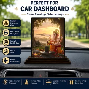 Car Dashboard Ganesha Wooden Photo Stand 3x4 Inches, Compact & Stylish Spiritual Display For Car, Home & Office (Pack Of 1) (F48967) Car Dashboard Ganesha Wooden Photo Stand 3x4 Inches, Compact & Stylish Spiritual Display For Car, Home & Office (Pack Of 1) (F48967)