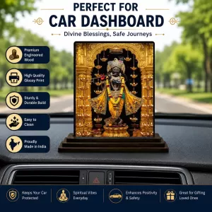 Car Dashboard Krishna Wooden Photo Stand 3x4 Inches, Compact & Stylish Spiritual Display For Car, Home & Office (Pack Of 1) (F48969) Car Dashboard Krishna Wooden Photo Stand 3x4 Inches, Compact & Stylish Spiritual Display For Car, Home & Office (Pack Of 1) (F48969)
