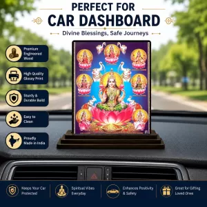 Car Dashboard Dhanya Lord Ganesha Wooden Photo Stand  3x4 Inches, Compact & Stylish Spiritual Display For Car, Home & Office (Pack Of 1) (F48975)