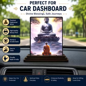 Car Dashboard Gautama Buddha Wooden Photo Stand 3x4 Inches, Compact & Stylish Spiritual Display For Car, Home & Office (Pack Of 1) (F48976) Car Dashboard Gautama Buddha Wooden Photo Stand 3x4 Inches, Compact & Stylish Spiritual Display For Car, Home & Office (Pack Of 1) (F48976)