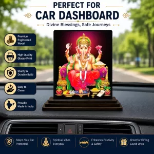 Car Dashboard Ganesha Wooden Photo Stand 3x4 Inches, Compact & Stylish Spiritual Display For Car, Home & Office (Pack Of 1) (F48977) Car Dashboard Ganesha Wooden Photo Stand 3x4 Inches, Compact & Stylish Spiritual Display For Car, Home & Office (Pack Of 1) (F48977)