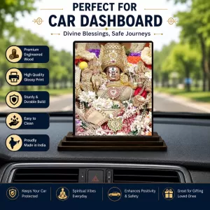 Car Dashboard Venkateswara Wooden Photo Stand 3x4 Inches, Compact & Stylish Spiritual Display For Car, Home & Office (Pack Of 1) (F48984) Car Dashboard Venkateswara Wooden Photo Stand 3x4 Inches, Compact & Stylish Spiritual Display For Car, Home & Office (Pack Of 1) (F48984)