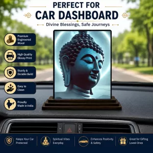 Car Dashboard Gautama Buddha Wooden Photo Stand 3x4 Inches, Compact & Stylish Spiritual Display For Car, Home & Office (Pack Of 1) (F48986) Car Dashboard Gautama Buddha Wooden Photo Stand 3x4 Inches, Compact & Stylish Spiritual Display For Car, Home & Office (Pack Of 1) (F48986)