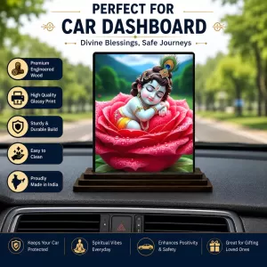 Car Dashboard Lord Shree Krishna Wooden Photo Stand 3x4 Inches, Compact & Stylish Spiritual Display For Car, Home & Office (Pack Of 1) (F48991) Car Dashboard Lord Shree Krishna Wooden Photo Stand 3x4 Inches, Compact & Stylish Spiritual Display For Car, Home & Office (Pack Of 1) (F48991)