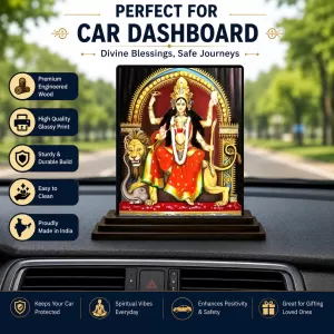 Car Dashboard Goddess Durga Wooden Photo Stand 3x4 Inches, Compact & Stylish Spiritual Display For Car, Home & Office (Pack Of 1) (F48997) Car Dashboard Goddess Durga Wooden Photo Stand 3x4 Inches, Compact & Stylish Spiritual Display For Car, Home & Office (Pack Of 1) (F48997)