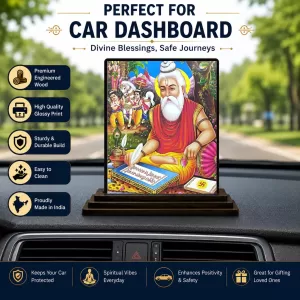 Car Dashboard Vyasa Wooden Photo Stand  3x4 Inches, Compact & Stylish Spiritual Display For Car, Home & Office (Pack Of 1) (F48998)