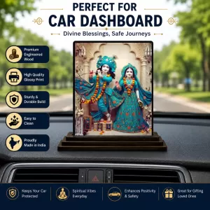 Car Dashboard Shree Krishna And Shree Radha Wooden Photo Stand 3x4 Inches, Compact & Stylish Spiritual Display For Car, Home & Office (Pack Of 1) (F49001) Car Dashboard Shree Krishna And Shree Radha Wooden Photo Stand 3x4 Inches, Compact & Stylish Spiritual Display For Car, Home & Office (Pack Of 1) (F49001)