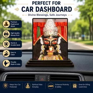 Car Dashboard Goddess Kali Wooden Photo Stand 3x4 Inches, Compact & Stylish Spiritual Display For Car, Home & Office (Pack Of 1) (F49002) Car Dashboard Goddess Kali Wooden Photo Stand 3x4 Inches, Compact & Stylish Spiritual Display For Car, Home & Office (Pack Of 1) (F49002)