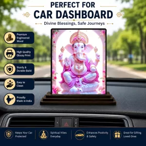 Car Dashboard Ganesha Wooden Photo Stand 3x4 Inches, Compact & Stylish Spiritual Display For Car, Home & Office (Pack Of 1) (F49003) Car Dashboard Ganesha Wooden Photo Stand 3x4 Inches, Compact & Stylish Spiritual Display For Car, Home & Office (Pack Of 1) (F49003)