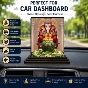 Car Dashboard Ganesha Wooden Photo Stand 3x4 Inches, Compact & Stylish Spiritual Display For Car, Home & Office (Pack Of 1) (F49017) Car Dashboard Ganesha Wooden Photo Stand 3x4 Inches, Compact & Stylish Spiritual Display For Car, Home & Office (Pack Of 1) (F49017)