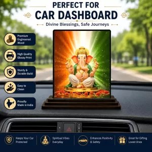 Car Dashboard Lord Ganesha Wooden Photo Stand 3x4 Inches, Compact & Stylish Spiritual Display For Car, Home & Office (Pack Of 1) (F49018) Car Dashboard Lord Ganesha Wooden Photo Stand 3x4 Inches, Compact & Stylish Spiritual Display For Car, Home & Office (Pack Of 1) (F49018)