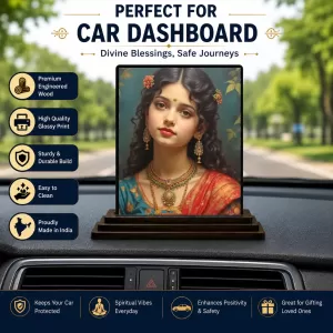 Car Dashboard Shree Radha Wooden Photo Stand 3x4 Inches, Compact & Stylish Spiritual Display For Car, Home & Office (Pack Of 1) (F49022) Car Dashboard Shree Radha Wooden Photo Stand 3x4 Inches, Compact & Stylish Spiritual Display For Car, Home & Office (Pack Of 1) (F49022)