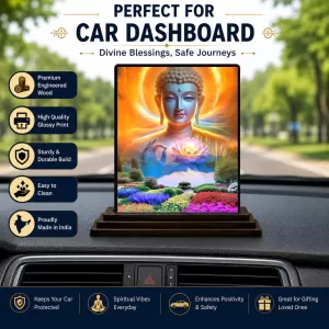 Car Dashboard Gautama Buddha Wooden Photo Stand 3x4 Inches, Compact & Stylish Spiritual Display For Car, Home & Office (Pack Of 1) (F49027) Car Dashboard Gautama Buddha Wooden Photo Stand 3x4 Inches, Compact & Stylish Spiritual Display For Car, Home & Office (Pack Of 1) (F49027)